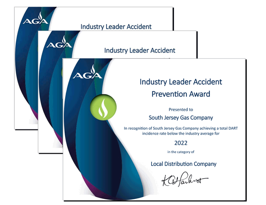 American Gas Association Industry Leader Accident Prevention Award 3 Years in a Row