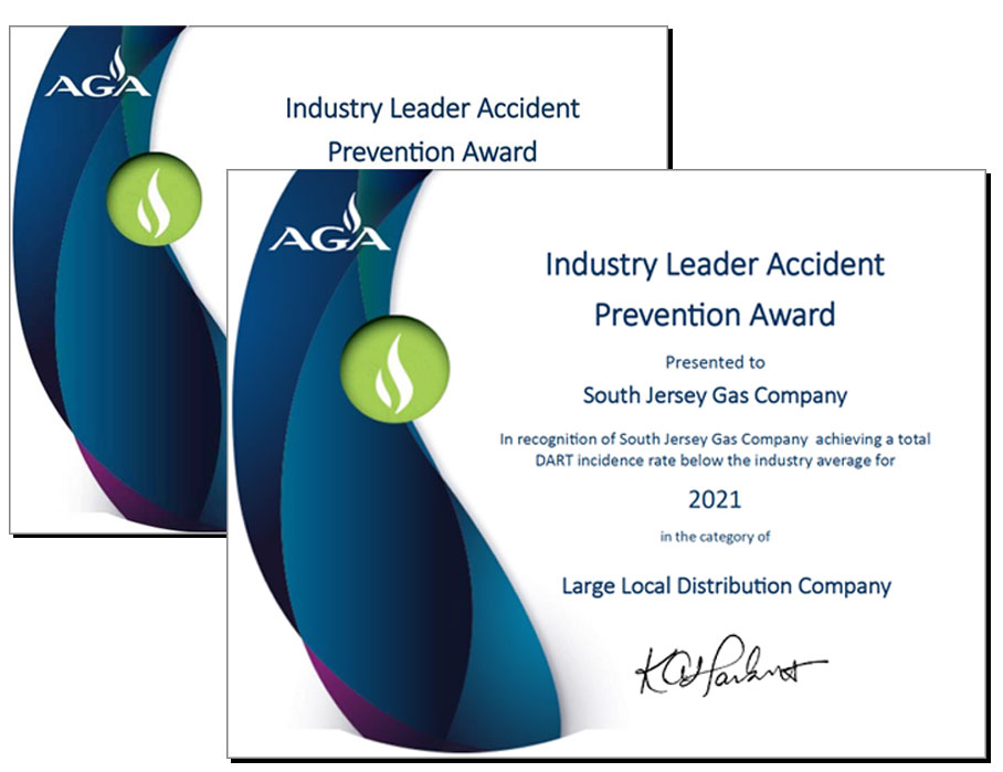 American Gas Association Industry Leader Accident Prevention Award 2 Years in a Row