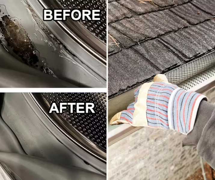 Clean washing machine drum, and clean gutters