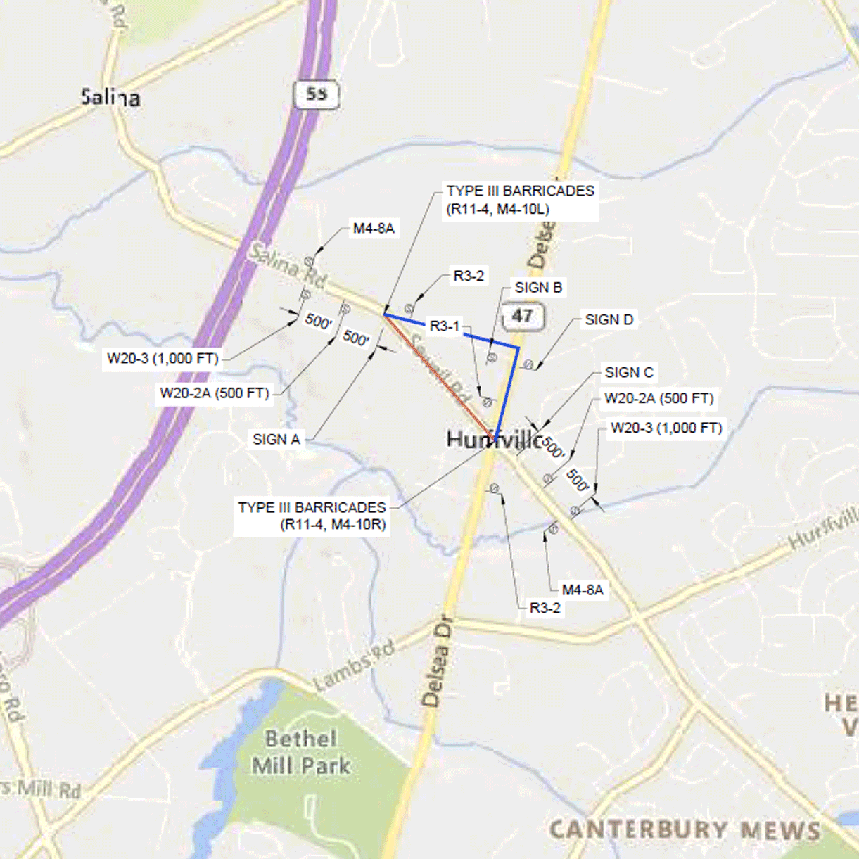 Map of Sewell Detour