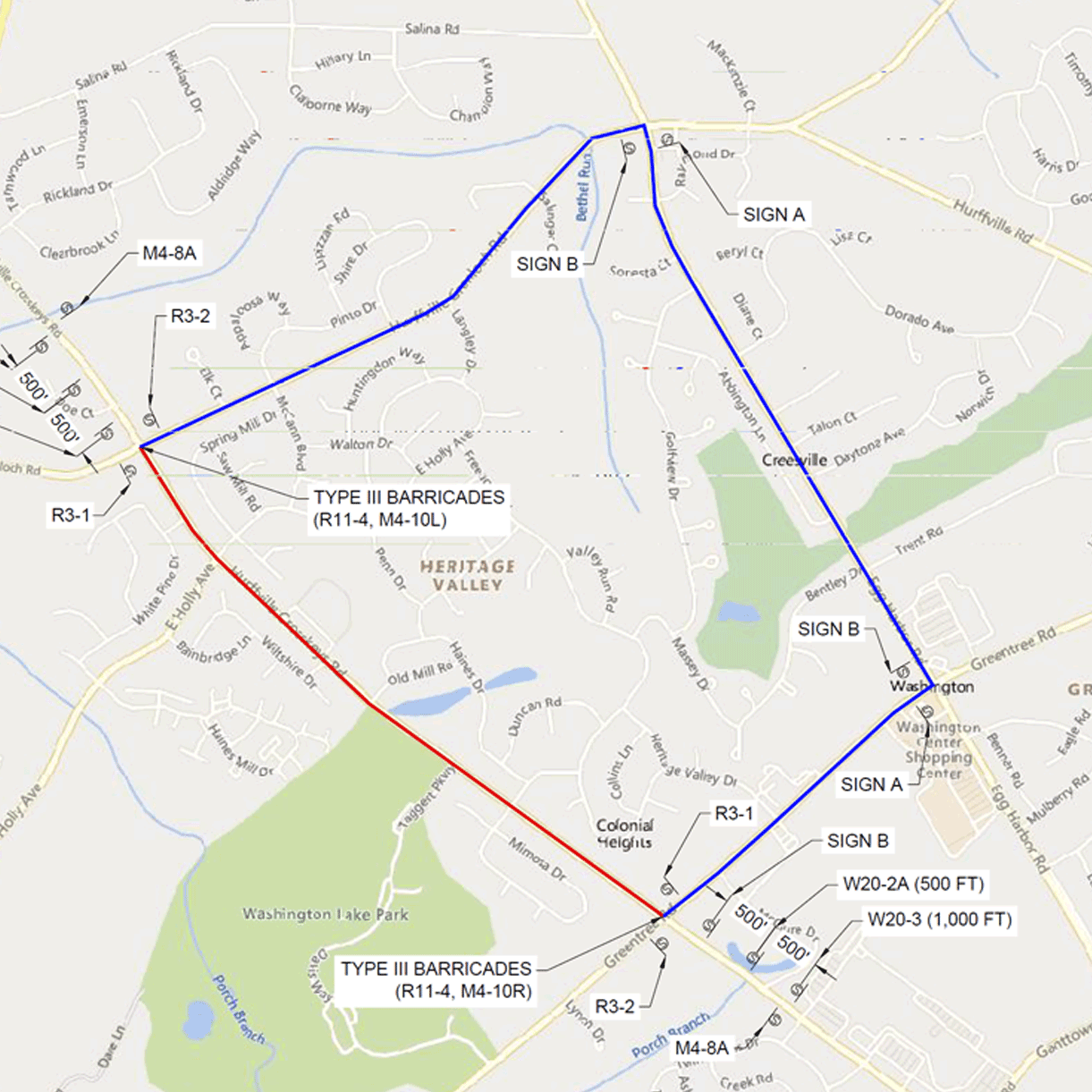 Map of Hurffville Detour